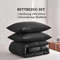 1 x RAW Customer Returns MR HM bed linen 200x220 3-piece black - microfiber duvet cover 200x220 cm set with 2 pillowcases 80x80 cm - comfortable and soft duvet cover for all seasons with zipper - RRP €28.99