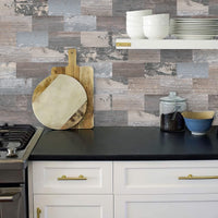 1 x RAW Customer Returns DEWOO 20 pieces wall tiles wall cladding tiles wall panels kitchen back wall self-adhesive adhesive tiles wood look kitchen bathroom 34 x 29 cm  - RRP €68.88