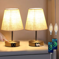 1 x RAW Customer Returns Lightess set of 2 bedside lamps, dimmable table lamps, touch table lamps, 2x USB with charging function, modern retro with E14 warm white for living room, bedroom, table with EU plug - RRP €48.29