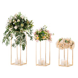 1 x RAW Customer Returns Sziqiqi 3 Pieces Tall Vases for Wedding Centerpieces Riser - 40-60-80cm Metal Gold Flower Centerpieces Vase for Drivers Road Geometric Floor for Baptism Event Wedding Reception - RRP €78.06