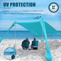 1 x RAW Customer Returns Beach tent sun protection beach tents beach shell shell UPF50 with sand shovel, pegs and stability poles, outdoor shade for camping trips, fishing, backyard fun or picnics - RRP €80.66