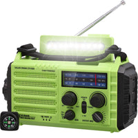 1 x RAW Customer Returns AM FM SW construction site radio crank radio, portable 5-way weather solar radio, dynamo hand crank, power bank, LED camping light, SOS alarm, compass, USB port for charging your mobile phone in an emergency - RRP €29.58