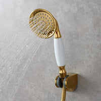 1 x RAW Customer Returns CIENCIA shower head brass hand shower high pressure shower head 1 2 inch gold hand shower with hose and shower shower holder, BS126F - RRP €29.99