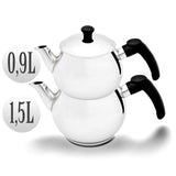 1 x RAW Customer Returns Turkish Tea Kettle Teapot Caydanlik Demlik Induction Suitable Kettle Black Model 2  - RRP €33.23