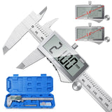 1 x RAW Customer Returns Vernier Caliper Digital Caliper, Preciva Stainless Steel Measuring Gauge Measuring Tools Splashproof Dustproof with Spare Battery and Large Display - 150 mm Blue  - RRP €28.22