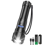 1 x RAW Customer Returns iToncs Flashlight LED Rechargeable, Bright Flashlight XHP50, Alloy Tactical Flashlight, Zoomable Flashlight, IPX67 Waterproof Hand Lamp with 5 Light Modes for Outdoor Camping - RRP €16.13