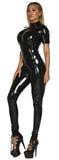 1 x Brand New SEAUR Catsuit Wetlook Women s Underwear Women Sexy Patent Leather Exclusive Clubwear Club Tight Shiny Overall Jumpsuit Playsuit One-Piece - RRP €45.99