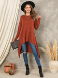 1 x RAW Customer Returns ZANZEA Women s Irregular Knit Oversize Long Sleeve Sweater Dress Long Shirt Top Mini Dress Orange S - RRP €36.29