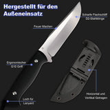 1 x RAW Customer Returns KOMWERO Outdoor Knife Fixed Blade with Kydex Sheath, Sharp Hunting Knife Belt Knife with D2 Steel Blade, G10 Handle - Full Tang Knife Survival Knife for Man Hunting Bushcraft Gift - RRP €35.48