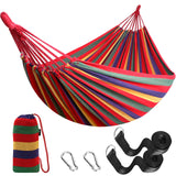 1 x RAW Customer Returns Anyoo Hammock Outdoor Cotton Comfortable Fabric with Tree-Friendly Straps for Hanging, Robust Portable Hammock with Travel Bag for Garden, Indoor, Balcony, Terrace, Camping - RRP €26.99