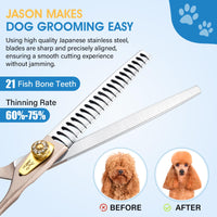 1 x RAW Customer Returns JASON Professional Dog Scissors - 7 Inch 21 Teeth Chunker Scissors Thinning Scissors for Dogs Made of Japanese 440C Stainless Steel Grooming Scissors for Dogs with Ergonomic Handle, Rose Gold - RRP €36.99