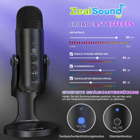 1 x RAW Customer Returns zealsound USB microphone, condenser microphone for PC mobile phone, PS4, PS5, microphone PC USB C for gaming, podcast, recordings, streaming, ASMR with mute gain echo, adapter for phone, compatible with Mac, Windows - RRP €45.6