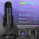 1 x RAW Customer Returns zealsound USB microphone, condenser microphone for PC mobile phone, PS4, PS5, microphone PC USB C for gaming, podcast, recording, streaming, ASMR with mute gain echo, adapter for phone, compatible with Mac, Windows - RRP €40.33