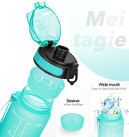 1 x RAW Customer Returns Water Bottle - MEITAGIE 1 L Sports Bottle with Filter and Motivational Time Indicator, Leak Proof, 1 Click Open, BPA Free Water Bottles, for Kids and Adults, for Home and Outdoors - RRP €10.07