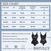 1 x RAW Customer Returns Bafully Body Shapewear for Women Slimming Belt Flat Stomach Bodysuit Shapewear Invisible Slimming Body Shaper Thong Black XS S - RRP €33.97