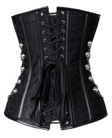 1 x RAW Customer Returns Charmian Women s Steampunk Gothic Spiral Steel Boned Brocade Waist Cincher Overbust Corset with Chains Black Small - RRP €84.0