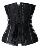 1 x RAW Customer Returns Charmian Women s Steampunk Gothic Spiral Steel Boned Brocade Waist Cincher Overbust Corset with Chains Black Small - RRP €84.0