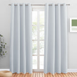 1 x RAW Customer Returns PONY DANCE bedroom curtains and curtains, heat-insulating blackout curtain with eyelets, white opaque thermal curtain, set of 2, H 220 x W 140 cm, grey-white - RRP €40.56