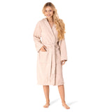 1 x RAW Customer Returns Women s bathrobe - 100 cotton 350g m Oeko-TEX certified - women s dressing gown with hood, 2 pockets, belt - beige - S - RRP €39.49