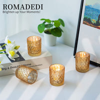 1 x RAW Customer Returns Romadedi tealight holder candle holder glass gold - set of 12 mercury lantern candle holder for tealights candles table decoration wedding party decoration Christmas decoration - RRP €28.99