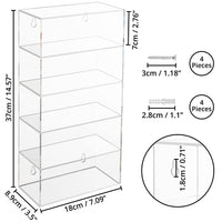 1 x RAW Customer Returns Belle Vous Clear Shelf Wall Acrylic Display Case - 18 x 8.9 x 37 cm - Hanging Shelf with 5 Shelves - Wall Display Case Hanging for Toys, Figures, Gems, Stones Shot Glass Collection - RRP €35.72