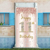 1 x RAW Customer Returns 11th Birthday Girl Decoration, Door Decoration Rose Gold, Fabric Sign 11th Birthday Hanging Poster, 11th Birthday Background Banner Party Welcome Sign - RRP €14.89