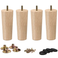 1 x RAW Customer Returns 8 inch 20cm Wooden Table Legs, La Vane 4 Pack Solid Wood Tapered Replacement Furniture Feet Furniture Legs with Pre-Drilled M8 5 16 Bolts Mounting Plates Screws for Sofa Bed Cabinet Couch Ottoman - RRP €22.18