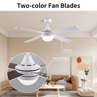 1 x RAW Customer Returns CJOY ceiling fan with light and remote control, 122 cm White Ceiling Fan, 3 Color Temperatures, Dimmable LED, Winter and Summer, 3 Speeds, Timer - RRP €139.99