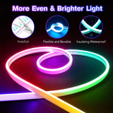 1 x RAW Customer Returns Neon LED Strip 3m, RGB Flexible Neon LED Strip with App Control and Remote Control, IP65 Neon LED Strip Music Sync, for Indoor and Outdoor DIY Bedroom, Living Room, Decoration - RRP €25.56