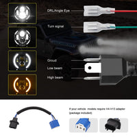 1 x RAW Customer Returns Kairiyard Pair 7 Inch LED Headlights 100W 10000LM 4 Lenses Angel Eyes 3000K 6000K 4 Modes Lighting Round Black Lights LED Offroad Fire Cross DRL HI LO Beam for Wrangler JK TJ LJ CJ Hum-mer - RRP €65.99