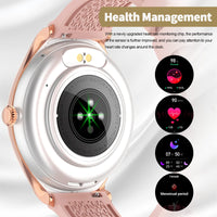 1 x RAW Customer Returns SZHELEJIAM Smartwatch with telephone function, wristwatch women round with bl measurement heart rate monitor sleep monitor pedometer 128 sports modes fitness watch smart watch women s watch for iOS Android rose gold - RRP €59.99