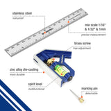 1 x RAW Customer Returns WORKPRO 150mm Adjustable Combination Square, Stainless Steel Angle Ruler, Combination Square with Spirit Level, Straight Square for Woodworking, Multifunctional Measuring Tool - RRP €11.93