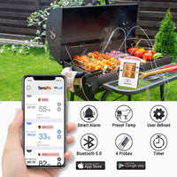 1 x RAW Customer Returns ThermoPro Bluetooth 5.0 Digital Roast Thermometer Grill Thermometer Wireless Meat Thermometer with 4 Probes for BBQ, Cooking Chamber, Smoker, Steak, Supports IOS, Android, Range up to 150m - RRP €51.99