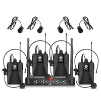 1 x RAW Customer Returns Debra Wireless Headworn Microphone, Wireless Microphone System, Adjustable Frequency 100 m Wireless Reception Distance for Party Home DJ Church with 4 Bodypack B  - RRP €149.0