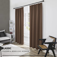 1 x RAW Customer Returns Deconovo Curtains Opaque Ruffle Tape Curtains Thermal Curtain Blackout, 245 x 140 cm Height x Width , Brown, Set of 2 - RRP €40.49