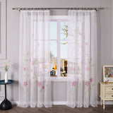 1 x RAW Customer Returns Yujiao Mao voile curtain with floral print Flowers colorful curtains scarf with ruffle tape 1 pack pink WxH 150x245cm - RRP €18.49