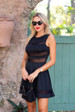 1 x RAW Customer Returns Zeagoo Women s Sexy High Waist Party Dress Cocktail Dress Summer Dress Bodycon Mini Dress with Mesh Clubwear A-Line Dress XL Black - RRP €30.99