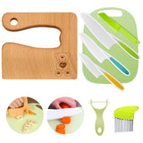 1 x RAW Customer Returns Children s knife 8-piece children s kitchen knife set for cutting and cooking fruits or vegetables for toddlers, including wooden knife, cutting board, peeler Love Bear  - RRP €20.16