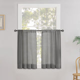 1 x RAW Customer Returns CUCRAF linen window curtain bistro curtain kitchen curtains set of 2 H 60 x W 90 grey semi-transparent blinds curtains window curtains curtain scarf - RRP €17.14