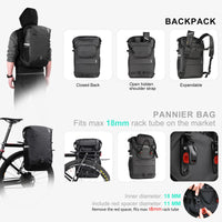 1 x RAW Customer Returns BAIGIO 3-in-1 Multifunctional Bicycle Bag for Luggage Rack Waterproof Pannier Bag Bicycle Side Bag 22-25L Bag Luggage Bag Backpack Shoulder Bag Travel Bag with Helmet Net Laptop Compartment - RRP €64.97