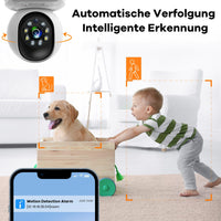 1 x RAW Customer Returns DIDseth indoor surveillance camera with 2.8 inch screen, 2K 3MP camera surveillance indoor, 360 degree WiFi camera two-way video, dog camera pet camera with app, one-touch call white  - RRP €52.12