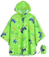 1 x RAW Customer Returns WAWSAM Video Game Rain Jacket Reusable Lightweight Rain Poncho for Kids Boys Go Win Level Up Waterproof Green Raincoat with Hood and Pouch Pocket - RRP €20.16