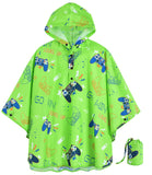 1 x RAW Customer Returns WAWSAM Video Game Rain Jacket Reusable Lightweight Rain Poncho for Kids Boys Go Win Level Up Waterproof Green Raincoat with Hood and Pouch Pocket - RRP €19.99