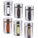 2 x RAW Customer Returns ToKinCen Set of 6 Spice Jars Silver Spice Shakers Stainless Steel Set 100 ml with Viewing Window 3-Way Spreading Regulation Spice Jars for Spices Herbs - RRP €30.24