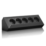 1 x RAW Customer Returns Corner socket Schuko, USB for kitchen, office, workshop. Power strip for kitchen worktop, surface-mounted socket or under-counter socket - without cable, plastic large 5 F black - RRP €33.41