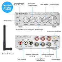 1 x RAW Customer Returns Fosi Audio BT30D-S Bluetooth 5.0 Amplifier 50 Watt x2 100 Watt Mini Hi-Fi Stereo Audio Class D 2.1 Channel Integrated Amplifier for Home Outdoor Passive Speaker Passive Powered Subwoofer Silver  - RRP €119.99