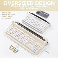 1 x RAW Customer Returns YUNZII ACTTO B503 Retro Bluetooth Wireless Keyboard with Built-in Typewriter Stand B503, Ivory Butter  - RRP €63.99