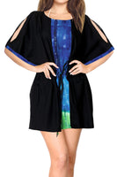 1 x Brand New LA LEELA Women s Kimono Bikini Swimsuit Beach Cover Up Blouse Black - RRP €24.0