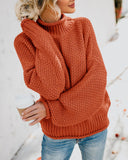 1 x RAW Customer Returns Saodimallsu Women s Batwing Long Sleeve Sweater Turtleneck Oversized Knitted Pullover Brick Red Small - RRP €33.56