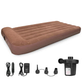 1 x RAW Customer Returns Besttrip BP200 Inflatable Mattress 190 99 20CM with Air Pump, Inflatable Bed for 2 People Brown  - RRP €48.59